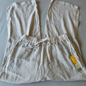C&C California Linen Blend Wide Leg Pants Drawstring Waist‎ Casual